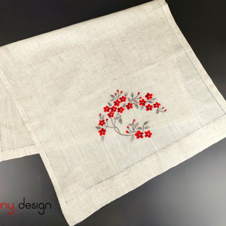 Hand towel-Red string peach blossom embroidery